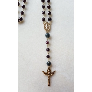 'Holy Family' Dark Red Garnet Rosary