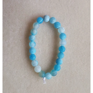Blue Frosted Cracked Agate Bracelet