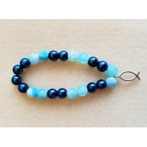 Blue/Purple Hematite & Blue Cracked Agate 'Icthus' Bracelet