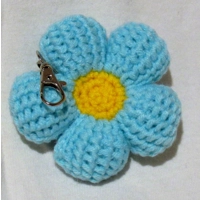 Light Blue Crochet Flower Charm
