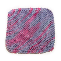 Knitted Dishcloth - Pink and Purple