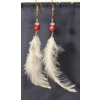 Feather Earring - Red Beads