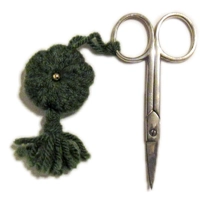 Scissors Pin Cushion Fob - Green