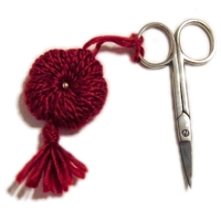 Scissors Pin Cushion Fob - Red
