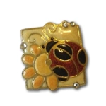 Lady Bug Square Egg Art Pin