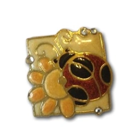 Lady Bug Square Egg Art Pin