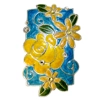 Yellow Rose w/Dk Teal Egg Art Pin