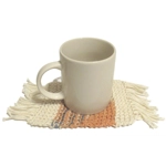 Cotton Mug Rug - Peach and Blue 1 Cotton Mug Rug - Peach and Blue 1