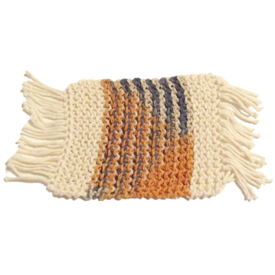 Cotton Mug Rug - Peach and Blue 1