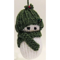 Knitted Snowman Ornament- green