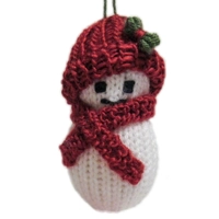 Knitted Snowman Ornament- red