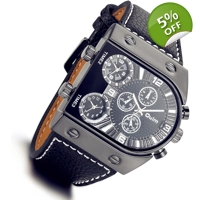 Mens Black 3 Face Watch
