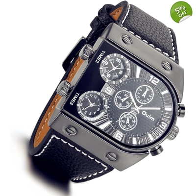 Mens Black 3 Face Watch