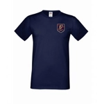 Cotton Tee with Embroidered Club Logo - Deep Navy