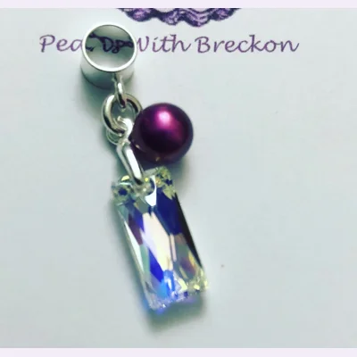 Crystal AB - Rectangle Crystal Charm - 13.5mm