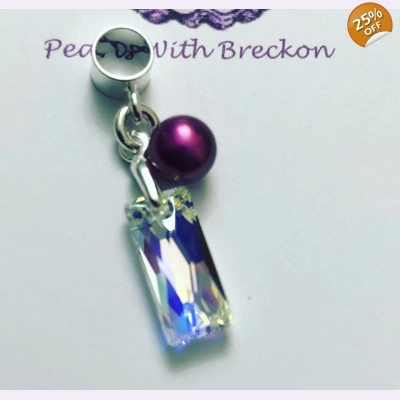 Crystal AB - Rectangle Crystal Charm - 13.5mm