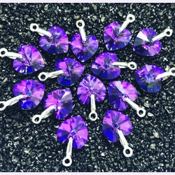 Dark Purple Crystal Heart Charm