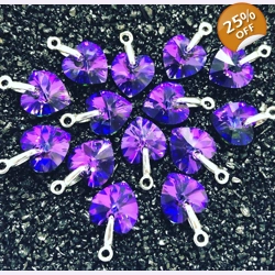Dark Purple Crystal Heart Charm