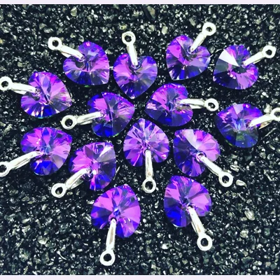 Dark Purple Crystal Heart Charm