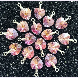 Light Pink Crystal Heart Charm