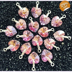 Light Pink Crystal Heart Charm