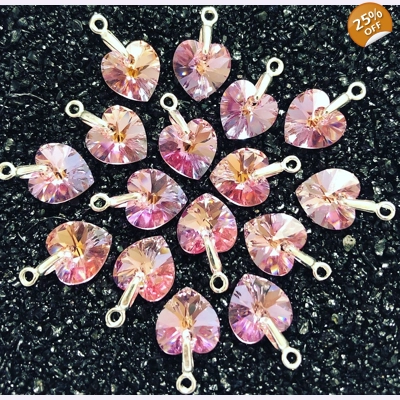 Light Pink Crystal Heart Charm