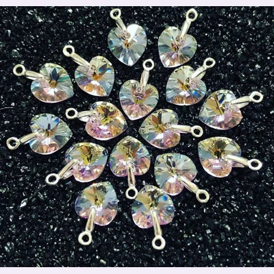 Light Purple Crystal Heart Charm