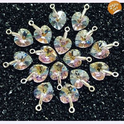 Light Purple Crystal Heart Charm