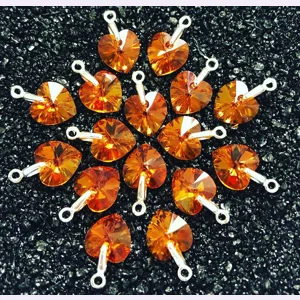 Orange Crystal Heart Charm