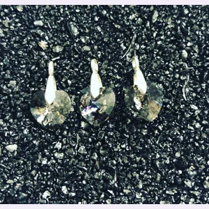 Silver Crackle Crystal Heart..