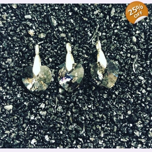 Silver Crackle Crystal Heart..