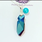 Metallic Blue - Jaggered Crystal Pendant -28mm