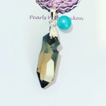 Metallic Blue - Jaggered Crystal Pendant -28mm