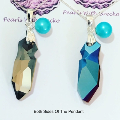 Metallic Blue - Jaggered Crystal Pendant -28mm