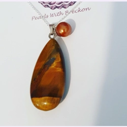 Tiger Eye - 15 x 30mm -Briolette Drop Pendant