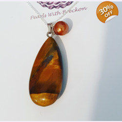 Tiger Eye - 15 x 30mm -Briolette Drop Pendant