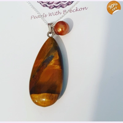 Tiger Eye - 15 x 30mm -Briolette Drop Pendant