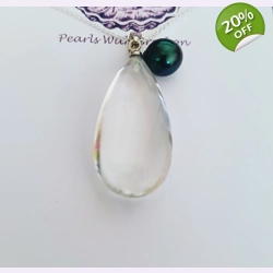 Rock Crystal - 15 x 30mm -Briolette Drop Pendant