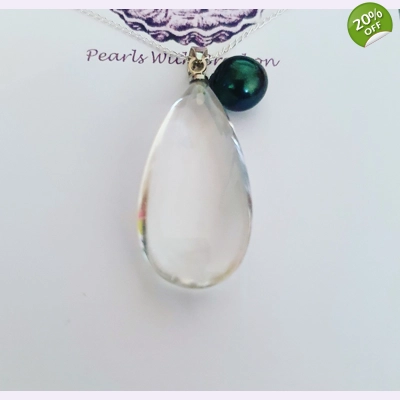 Rock Crystal - 15 x 30mm -Briolette Drop Pendant