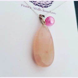 Rose Qtz - 15 x 30mm -Briolette Drop Pendant