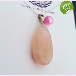 Rose Qtz - 15 x 30mm -Briolette Drop Pendant