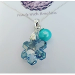 Snowflake Crystal Pendant 20mm - Blue Shade