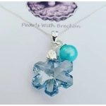 Snowflake Crystal Pendant 20mm - Blue Shade