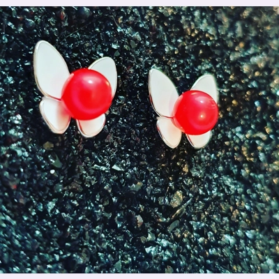White Butterfly Earrings