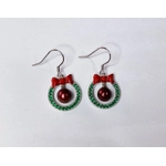 Wreath Green Sparkle Earrings