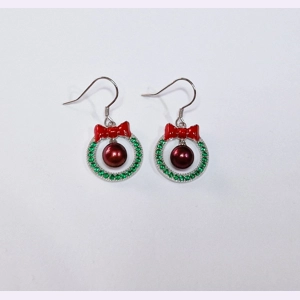 Wreath Green Sparkle Earrings