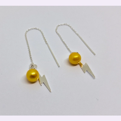 Thread Through Lightening Bolt Earrings