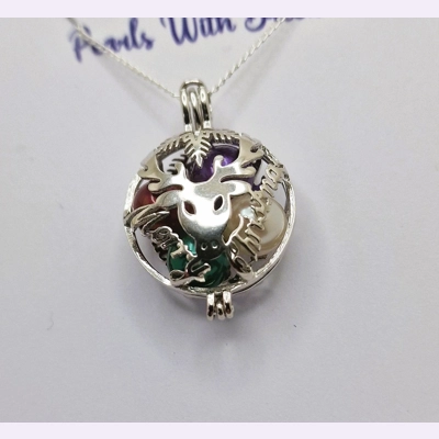Reindeer's Merry Christmas Cage Pendant