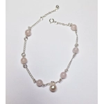 Stone Ball Anklet - Rose Quartz