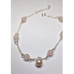 Stone Ball Anklet - Rose Quartz